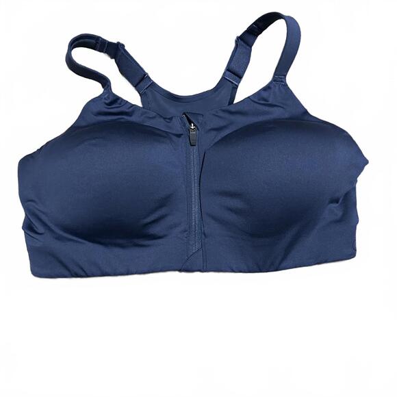 High Impact Zip Front Sports Bra 38DD (38E) by Calia navy blue - Picture 1 of 4